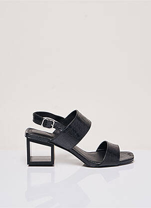 Sandale/pantofi decupați țesătură satinată toc de 7 la 9 cm negru WHAT FOR femeie