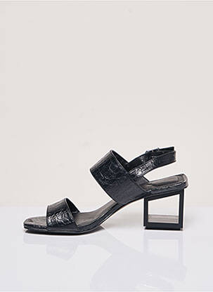 Sandale/pantofi decupați țesătură satinată toc de 7 la 9 cm negru WHAT FOR femeie