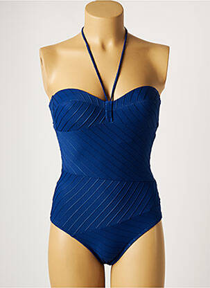 Costum de baie dintr-o singură piesă efect material satinat top sutien modelat albastru LOU femeie