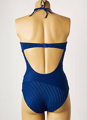 Costum de baie dintr-o singură piesă efect material satinat top sutien modelat albastru LOU femeie