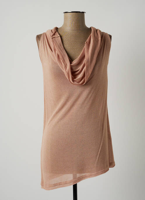 Pulover tunică țesătură melanj fără mâneci roz LAUREN VIDAL femme