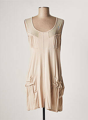 Rochie midi bej LAUREN VIDAL femeie