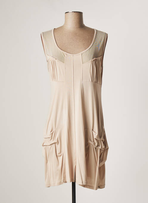 Rochie midi bej LAUREN VIDAL femeie