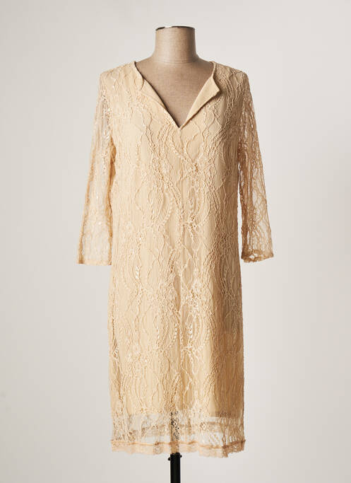 Rochie midi bej LAUREN VIDAL femeie