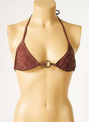 Sutien de costum de baie elasticitate top triunghiuri maro CULTURE BEACH femeie