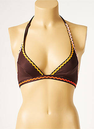 Sutien de costum de baie elasticitate top triunghiuri maro JENNA DE ROSNAY femeie