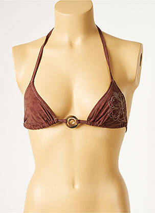 Sutien de costum de baie elasticitate top triunghiuri maro CULTURE BEACH femeie