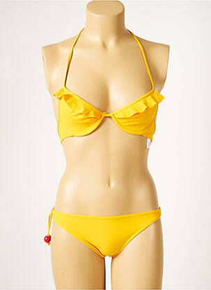 Costum de baie din două piese elasticitate galben HUIT femeie