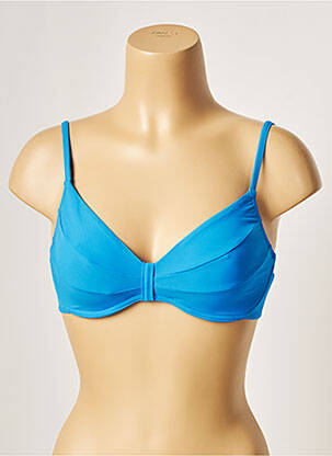 Sutien de costum de baie elasticitate sutien cupe întregi cu decolteu înalt albastru LOU femeie