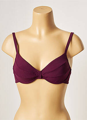 Sutien de costum de baie elasticitate sutien cupe întregi cu decolteu înalt violet LOU femeie