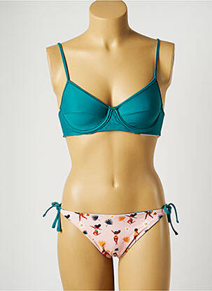 Costum de baie din două piese elasticitate sutien balconet cu decolteu înalt roz WILD femeie