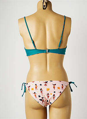 Costum de baie din două piese elasticitate sutien balconet cu decolteu înalt roz WILD femeie