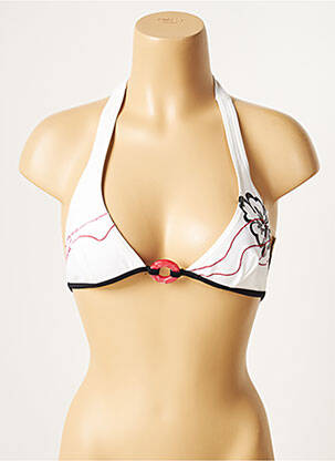 Sutien de costum de baie elasticitate top triunghiuri alb CULTURE BEACH femeie