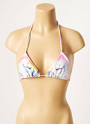 Sutien de costum de baie elasticitate top triunghiuri roz SANS MARQUE femeie