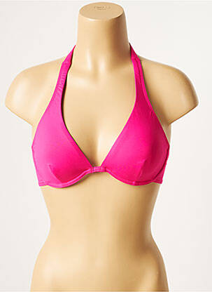 Sutien de costum de baie elasticitate top triunghiuri roz D NU D femeie