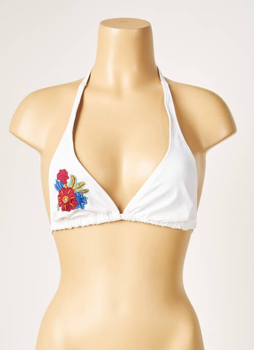 Sutien de costum de baie elasticitate top triunghiuri alb PRINTEMPS femme