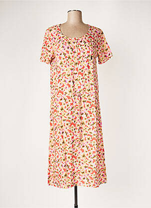 Rochie midi imprimeu floral mâneci scurte portocalie DIPLODOCUS femeie