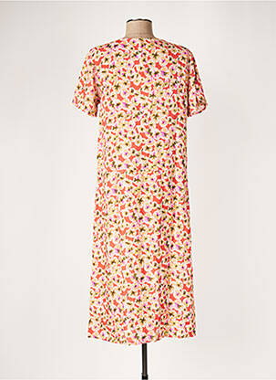Rochie midi imprimeu floral mâneci scurte portocalie DIPLODOCUS femeie