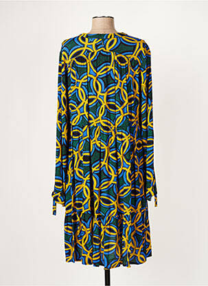 Rochie midi imprimeu fantezie mâneci lungi albastru ORFEO femeie