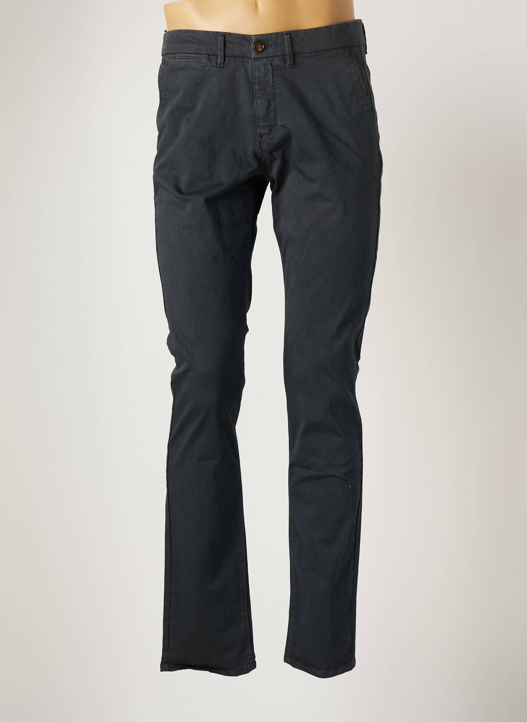 Pantalon chino țesătură poplin mărime normală gri HAPPY bărbat