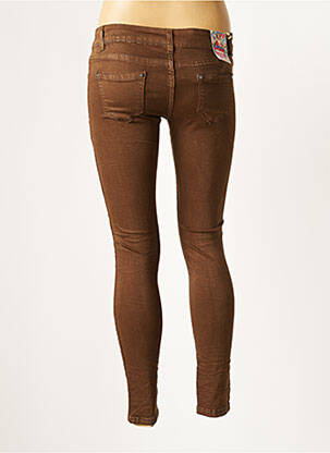Blugi skinny efect uzat decolorat talie joasă maro NEWPLAY femeie