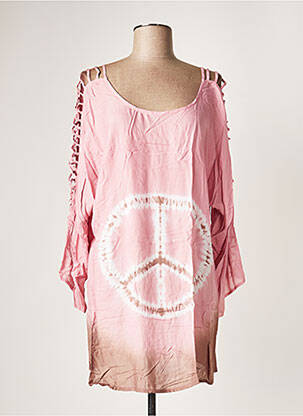 Tunică mâneci lungi guler rotund roz PINK P femeie