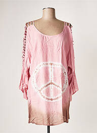 Tunică mâneci lungi guler rotund roz PINK P femeie
