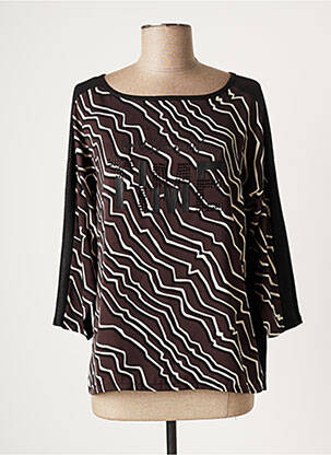 Tricou serigrafie cu strasuri mâneci scurte maro BETTY BARCLAY femeie