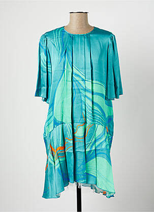 Rochie midi imprimeu fantezie mâneci scurte albastru TWISTER femeie