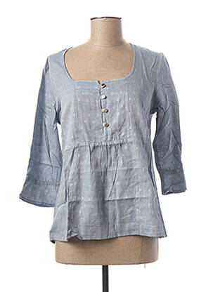 Bluză guler rotund mâneci 3/4 albastru PAUL BRIAL femme