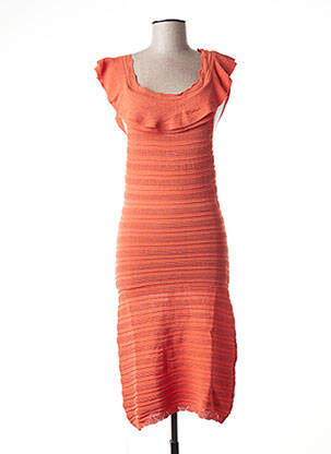 Rochie midi mâneci scurte mâneci scurte portocalie PAUL BRIAL femeie
