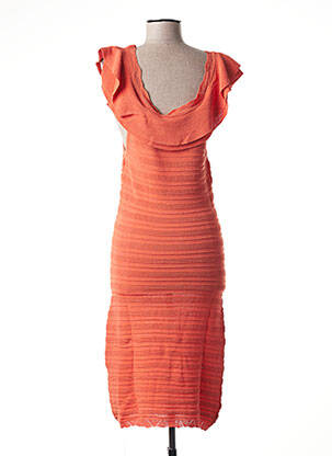 Rochie midi mâneci scurte mâneci scurte portocalie PAUL BRIAL femeie