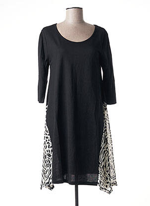 Rochie midi guler rotund mâneci 3/4 negru G!OZE femme