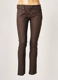 Pantalon slim broderie cu nituri talie joasă maro COUTURIST femme