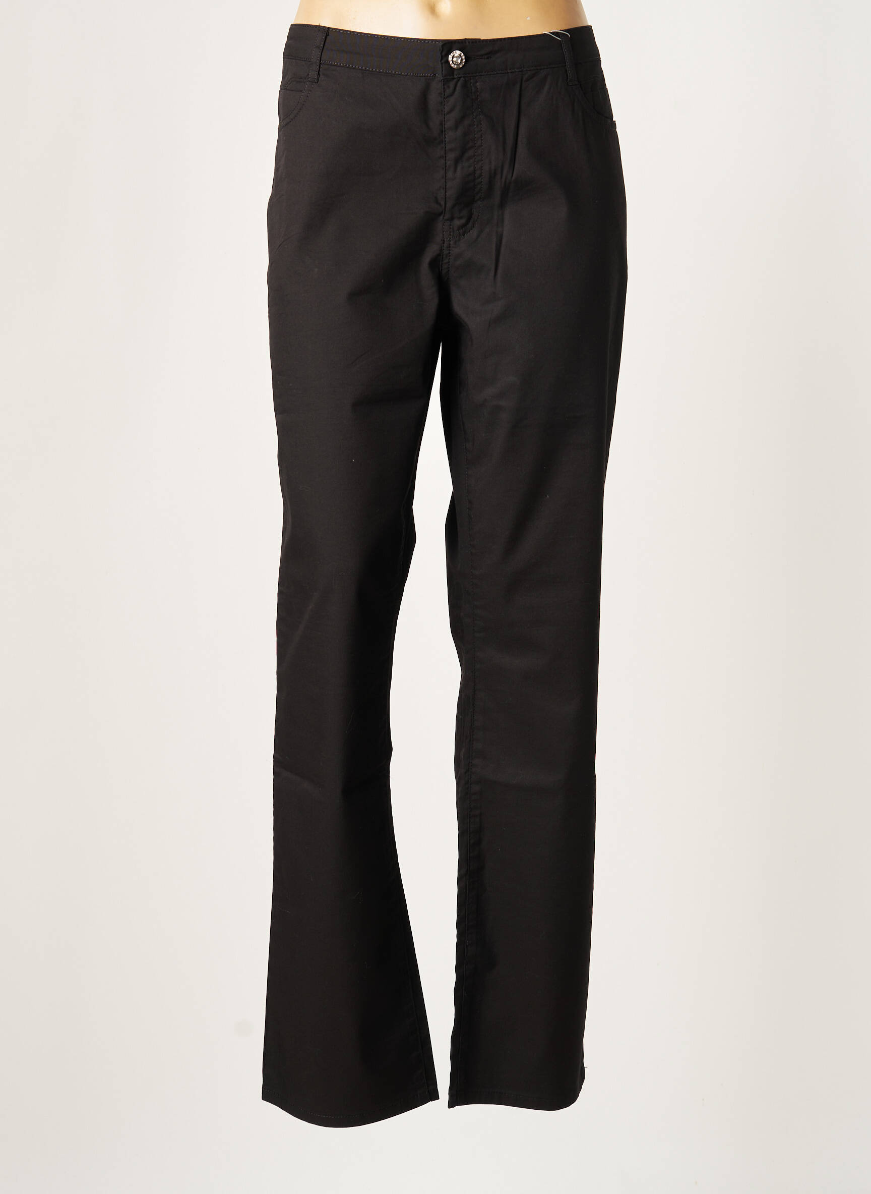Pantalon slim țesătură poplin mărime normală negru YOULINE femeie