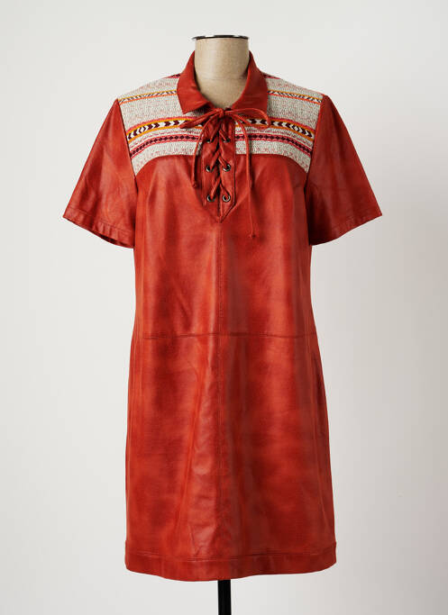 Rochie midi imprimeu fantezie mâneci scurte portocaliu LE PETIT BAIGNEUR femme