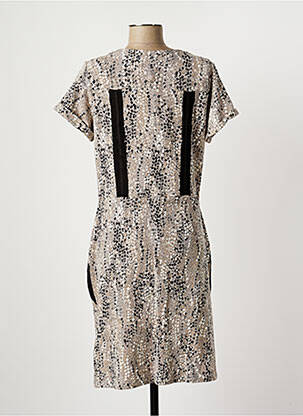 Rochie midi imprimeu fantezie mâneci scurte bej NÜ femeie