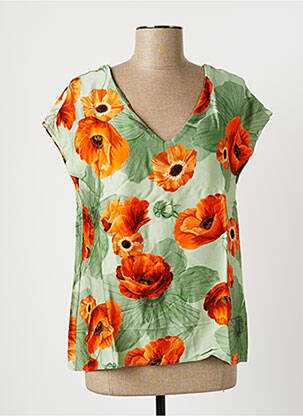 Tricou guler în v mâneci scurte verde AMELIE & AMELIE femeie