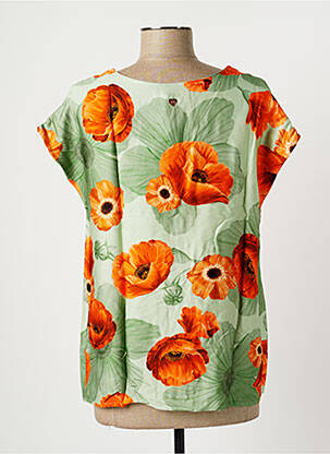 Tricou guler în v mâneci scurte verde AMELIE & AMELIE femeie