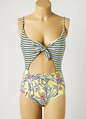 Costum de baie dintr-o singură piesă efect material satinat top sutien modelat galben PIHA femeie