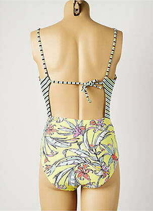 Costum de baie dintr-o singură piesă efect material satinat top sutien modelat galben PIHA femeie