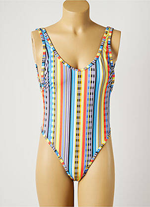 Costum de baie dintr-o singură piesă efect material satinat albastru PIHA femeie