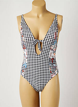 Costum de baie dintr-o singură piesă efect material satinat top sutien modelat negru PIHA femeie