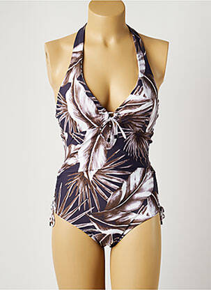Costum de baie dintr-o singură piesă imprimeu fantezie top sutien modelat maro MOONTIDE femeie