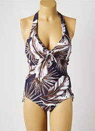 Costum de baie dintr-o singură piesă imprimeu fantezie top sutien modelat maro MOONTIDE femeie