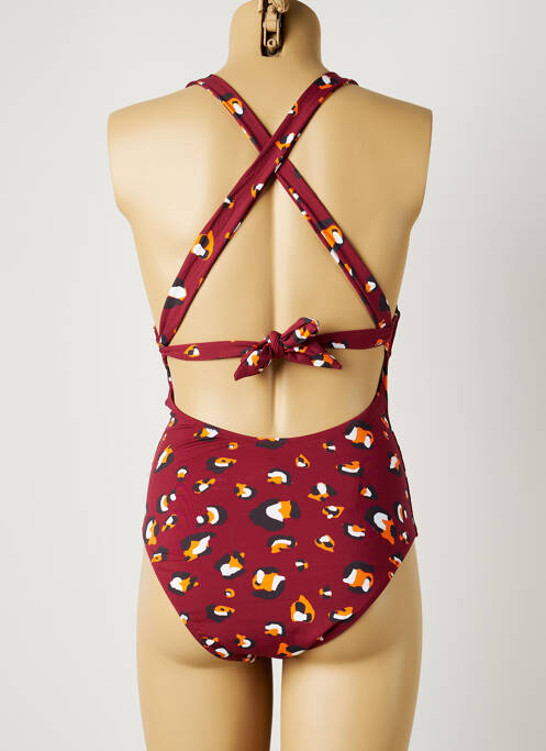 Costum de baie dintr-o singură piesă efect material satinat roșu PIHA femme