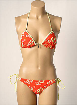 Costum de baie din două piese elasticitate top triunghiuri portocalie LITTLE MARCEL femeie
