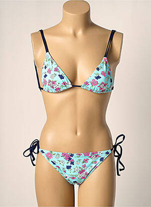 Costum de baie din două piese elasticitate top triunghiuri albastru KIWI femeie