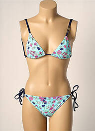 Costum de baie din două piese elasticitate top triunghiuri albastru KIWI femeie