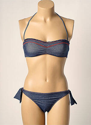 Costum de baie din două piese elasticitate top sutien modelat albastru BORABORA femeie